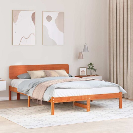  Sengestamme med hodegjerde Vokset Brun 200 x 200 cm Heltre furu