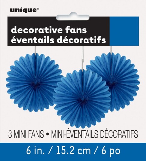 Unique sett med 3 dekorativ papirvifte i mørkeblå Basic Colours Line