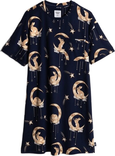 Chelsea Peers Lunar Bunny Print Nightshirt   NAVY   34
