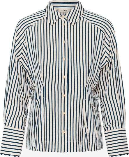 Soaked Sltoledo Pleated Shirt STRIPE WHITE BLUE S