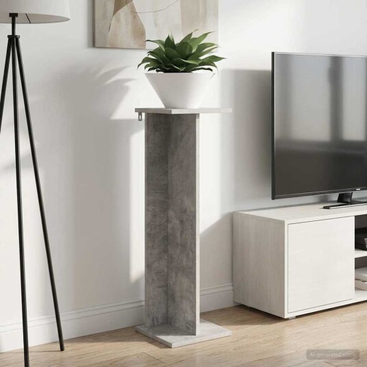 vidaXL Planteholder Betonggrå 25 x 25,5 x 80,5 cm Konstruert tre