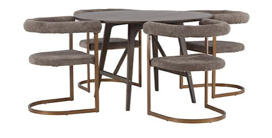 Spisegruppe Venture Home Kaseidon Ø100 cm med 4 stk Morning Stoler