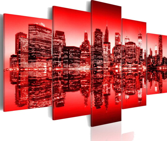 Bilde Røtt Skinn Over New York 5 Stk 200x100 Artgeist sp. z o. o.
