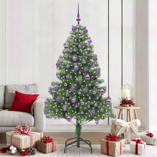  Juletre med 300 LED med stativ grønn 210 cm PVC