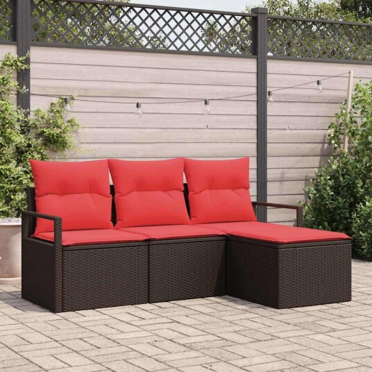 vidaXL Sofa sett 4 stk. Brun polyrotting