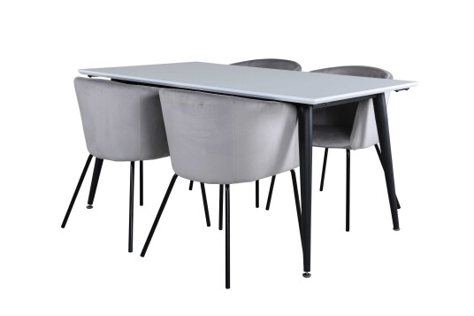 Venture Design Jimmy & Berit spisegruppe Grå/hvit 4 stoler & bord 150 x 90 cm