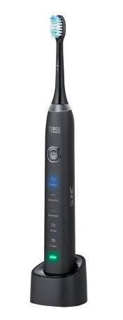 Teesa Sonic Voksen Sonik Tannbørste Grundig Rens Massasje Sensitiv / Myk Whitening Polering 31000 Bevegelser Per Minutt Sort 2 Min