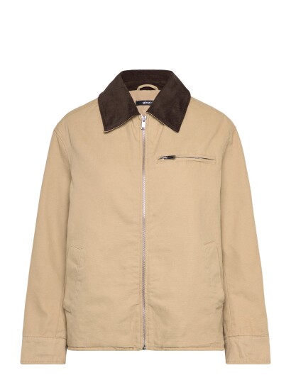 Gina Tricot Corduroy Collar Jacket   Beige   XL