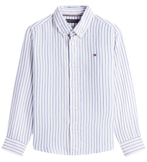 Tommy Hilfiger Linen Blend Striped Shirt Ls Blue 152