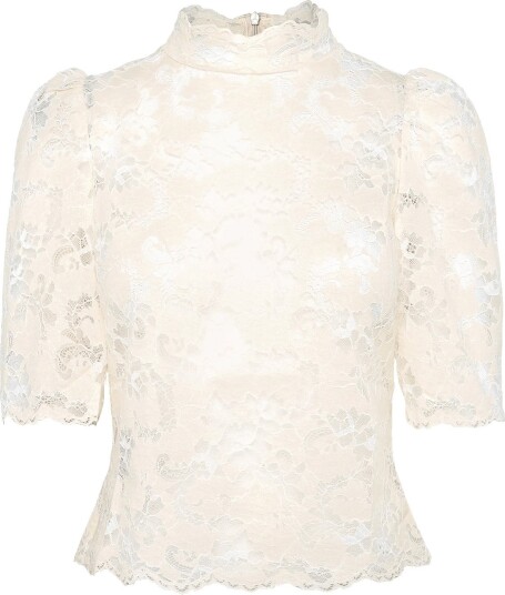 Mango Guipure Blouse - LIGHT BEIGE - S