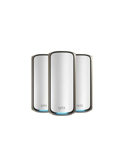 Netgear Orbi 970 WiFi 7 Quad-Band Mesh System 27Gbps 3-Pack Hvit Netgear Orbi 970 WiFi 7 Quad-Band Mesh System 27Gbps 3-Pack Hvit