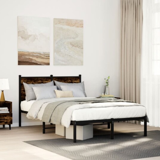 Sengeramme i metall uten madrass røkt eik 120x190 cm 8721102952517