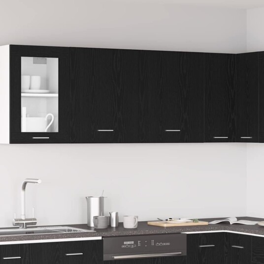 Hengende skap 2 pakker Svart eik 100x31x60 cm Laget av konstruert tre Hengende skap 2 pakker Svart eik 100x31x60 cm Laget av konstruert tre