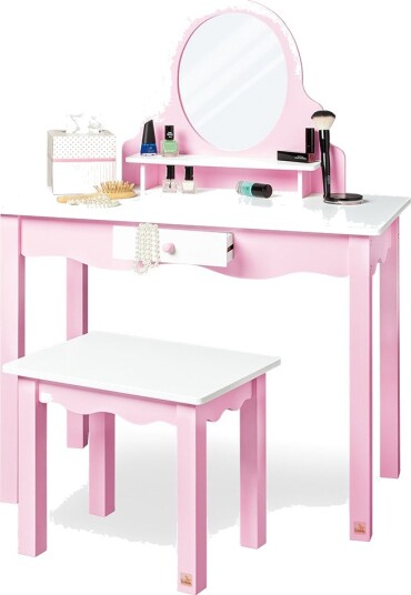 Pinolino Jasmin Sminkebord Med Krakk Rosa 3+ År Pinolino Jasmin Sminkebord Med Krakk Rosa 3+ År