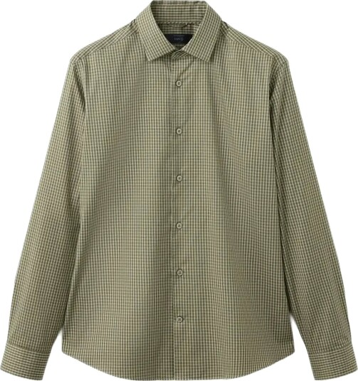 Mango Slim Fit Striped Cotton Shirt Khaki green S