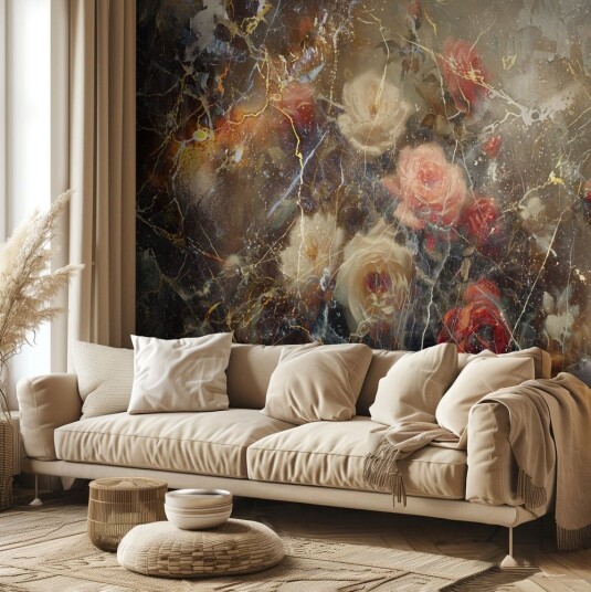 Tapet Blomstrende Marmor Eleganse Tapet Blomstrende Marmor Eleganse