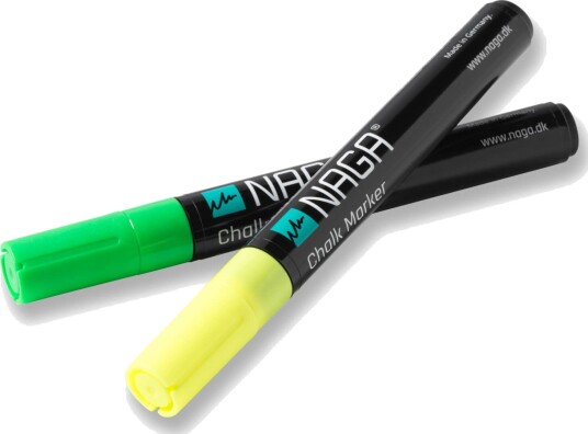 Glastavle Marker Grøn Og Gul 4,5 Mm Dry Erase Med Vendbar Spids Fra Rund Til Skrå 2 Stk. I Pakke