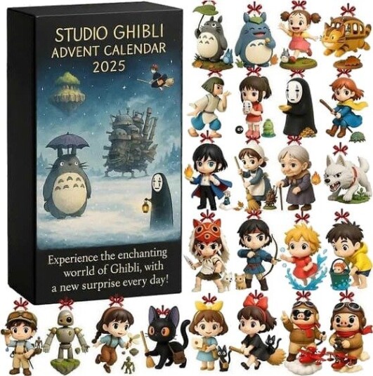 Anime Ghibli Adventskalender 2026 24 dager med nedtelling til jul gaveeske med 24 3D Anime figurleker for barn og voksne