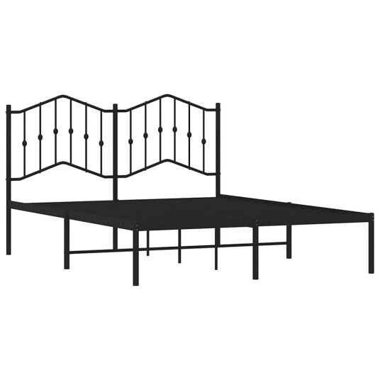 vidaXL Sengeramme i metall med hodegavl svart 135x190 cm 8721012210974