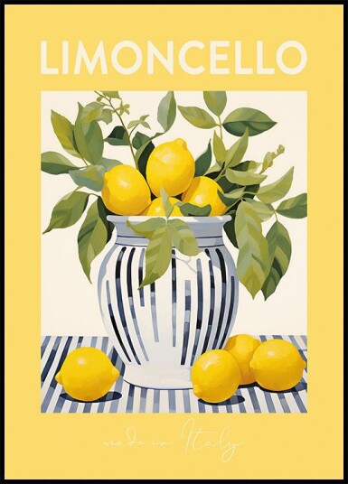 Limoncello Lemons Print Italian Citrus Art Yellow Gallery Wall Plakat Plakat / 21x30cm