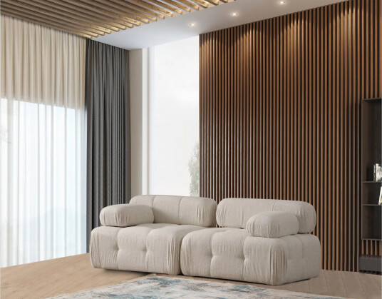 Belgin Boblet Dyp Sofa 2 seters 210 cm bred Sittedybde 85 cm Krem / Beige / Lys