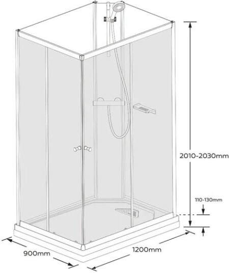 Badnor AS Badnor Nordica White Lux 8-3 Dusjkabinett 120x90cm M/takdusjsett