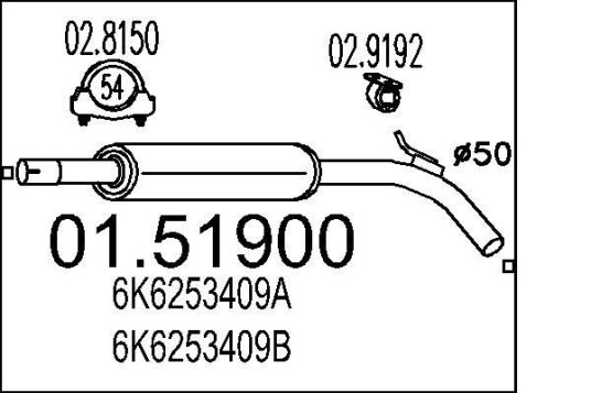 Midtre eksospotte MTS 01.51900