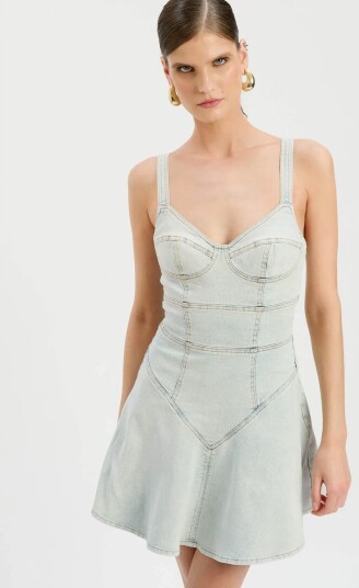 Bardot Reyna Denim Mini Dress   Blue   L