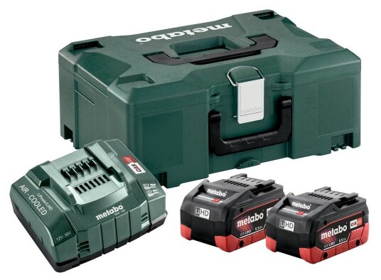 Metabo LiHD batterisett 2 x 18V 5,5Ah med lader og MetaLoc-deksel Metabo LiHD batterisett 2 x 18V 5,5Ah med lader og MetaLoc-deksel