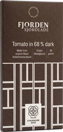 Fjorden Sjokolade Tomatoe in 68% Dark Chocolate