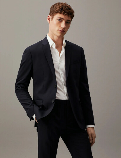Calvin Klein Stretch Wool Slim Suit Blazer - Navy - 44