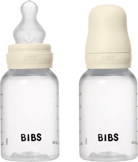 BIBS 150 ml Silikon Tåteflaske Slow Flow 2-pakning Elfenben BIBS 150 ml Silikon Tåteflaske Slow Flow 2-pakning Elfenben