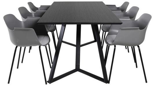 Venture Design Marina & Comfort spisegruppe Svart/grå 6 st stoler & bord 180 x 90 cm