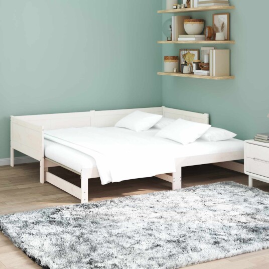 Uttrekkbar Dagbed Hvit 180 x 200 cm Massiv furu Uttrekkbar Dagbed Hvit 180 x 200 cm Massiv furu