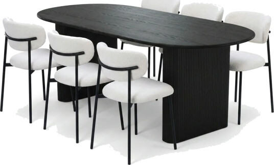 Noira spisegruppe rektangulær 220 cm svart med 6 Lucy spisestoler Svart Noira spisegruppe rektangulær 220 cm svart med 6 Lucy spisestoler Svart