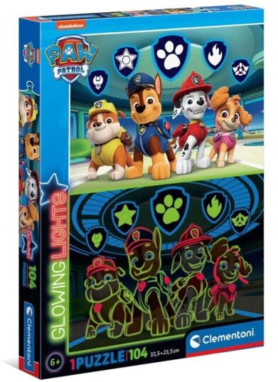 Clementoni Glowing Paw Patrol Barnepuslespill 104 Brikker