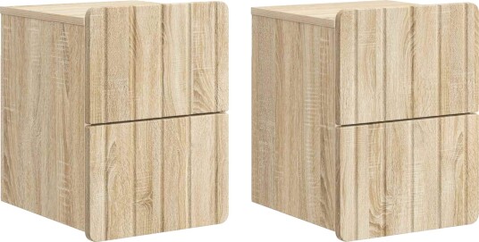  Vegghengt Nattbord med skuff 2 pcs Sonoma eik 33 x 34,5 x 43 cm
