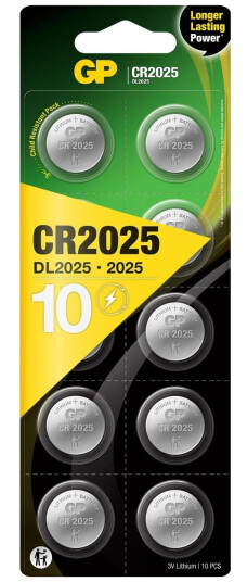 Gp Knapcellebatteri Cr 2025 3 V 10 Stk Lithium Gpcr2025std955c10