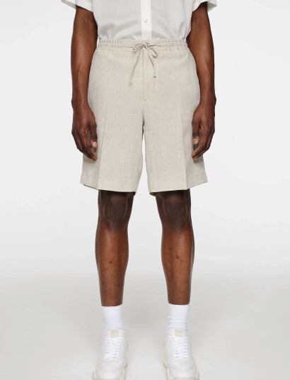 J. Lindeberg Brady Drape Linen Shorts - Cream - 44 J. Lindeberg Brady Drape Linen Shorts - Cream - 44