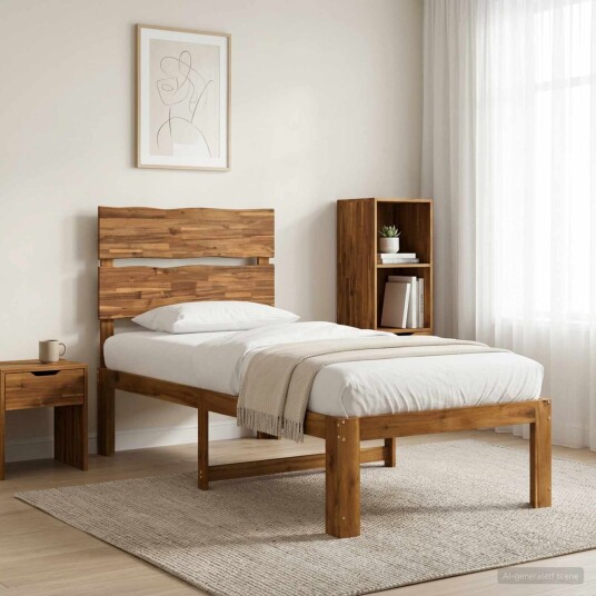vidaXL Enkelt Senge Ramme med Hodegjerde ROSTOCK Naturlig 75 x 190 cm