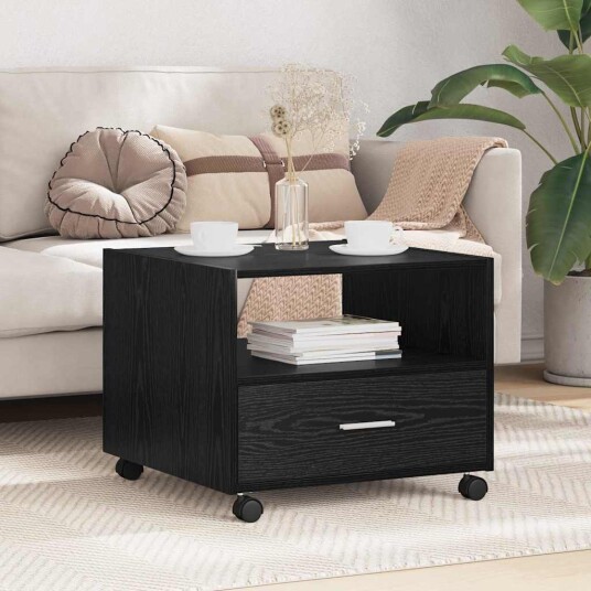 vidaXL Kaffebord with Drawer Svart eik 55 x 55 x 45 cm Konstruert tre