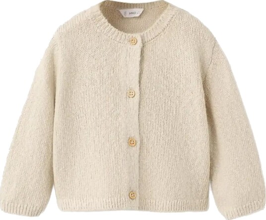 Mango Knitted Button Cardigan Beige 18 24M