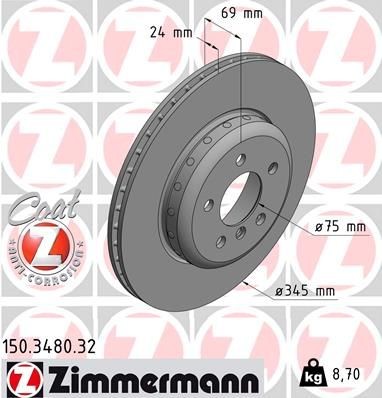 Bremseskive ZIMMERMANN 150.3480.32