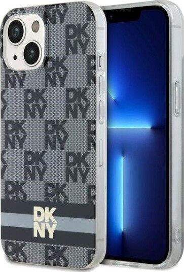 DKNY MagSafe-etui til iPhone 15/14/13 med rutet mønster - Svart