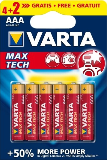 Varta Aaa Max Tech 4+2Pcs Engangsbatteri Aaa Alkalinsk 6 Stykker Rød Gult Sylindriske 4903121746