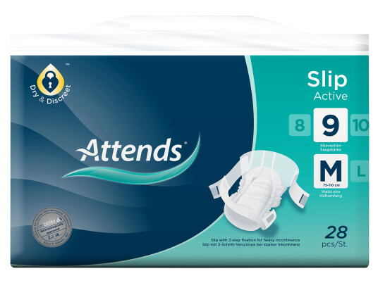 Attends Slip Active 9, Medium, 28 stk. Attends Slip Active 9, Medium, 28 stk.