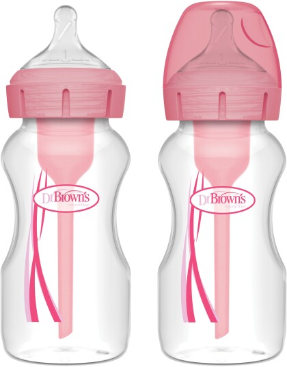 Dr. Brown"s Options+ Vid Hals Tåteflaske 270 ml 2 Pakk Rosa Dr. Brown"s Options+ Vid Hals Tåteflaske 270 ml 2 Pakk Rosa