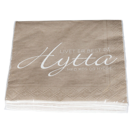 Serviett med tekst Hytta 20pk Beige