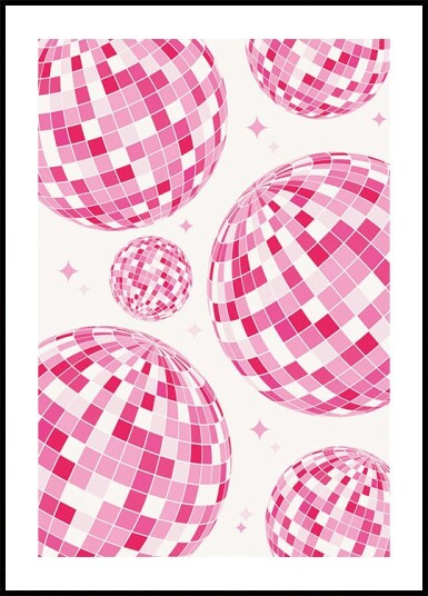 Pink Disco Vibes Retro Dance Floor Sparkle Plakat Plakat / 100x150cm