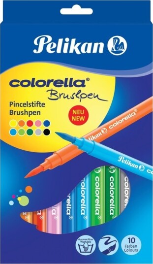 Pelikan Colorella Brushpen Flerfarget Rund Utstillingseske 10 Stykker